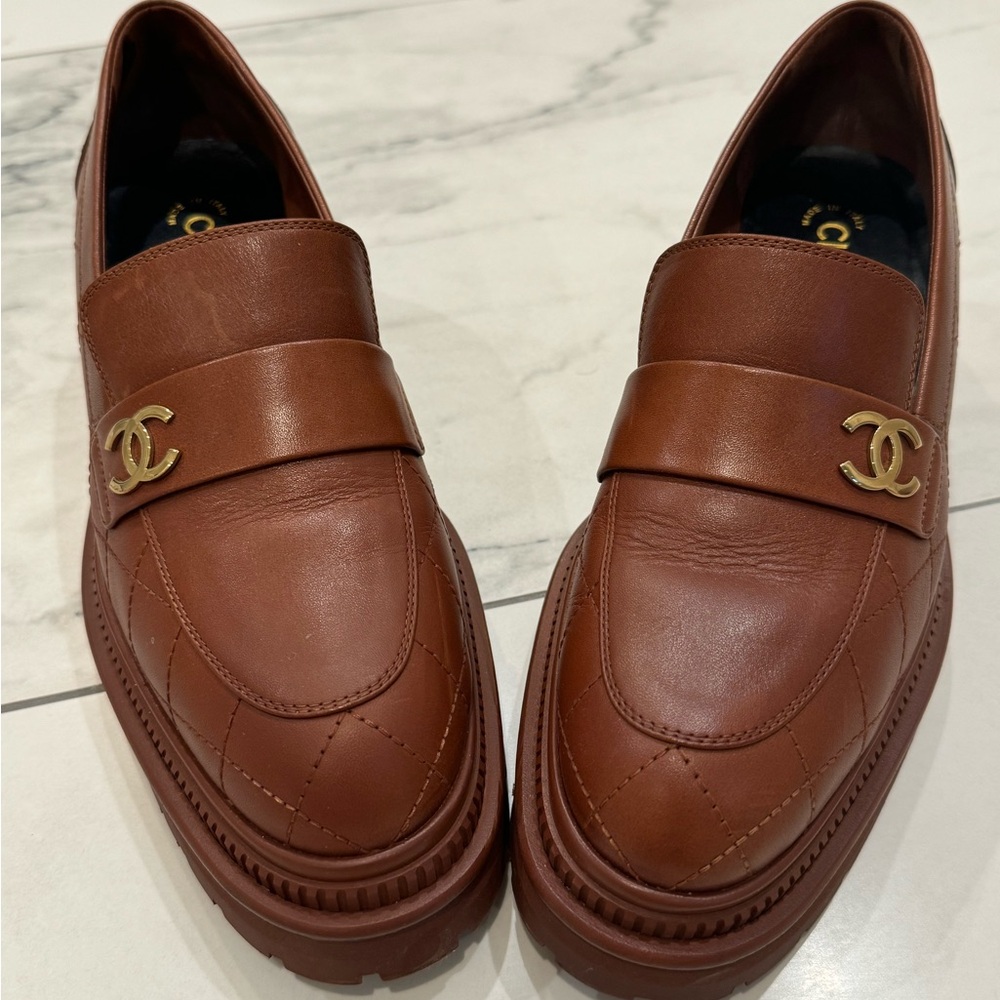 Chanel light brown loafers size 10.5 B